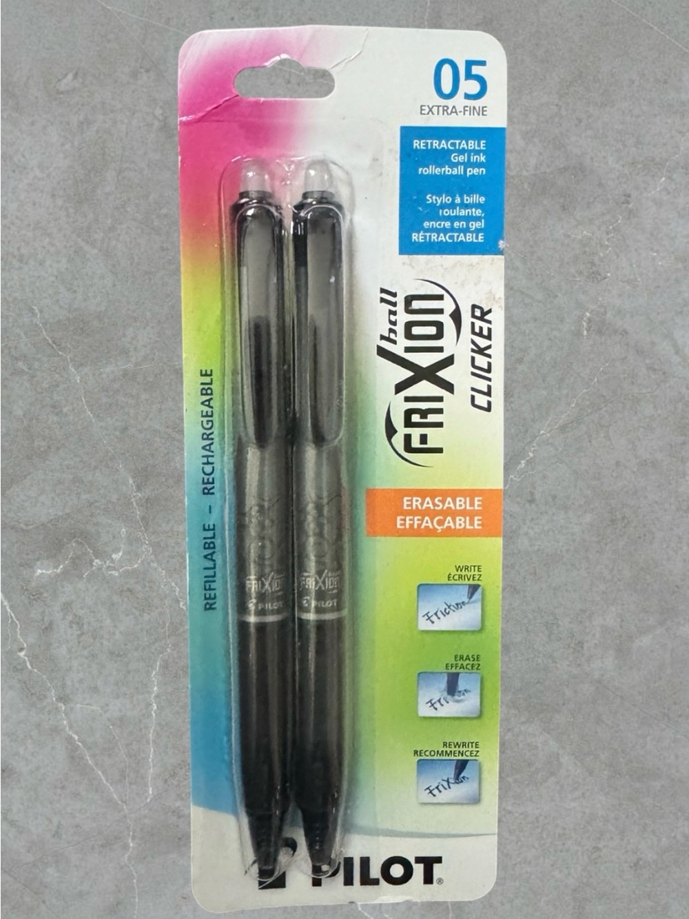 Pilot FriXion Clicker Retractable Erasable Gel Pens - Black (2 Pack)
